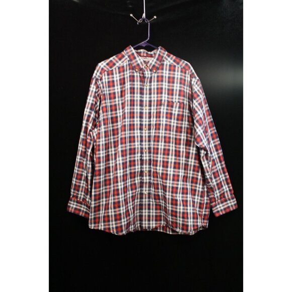 Ariat Pro Series Men's XL Plaid Button-Down Shirt Red/Navy/White Cotton Blend Lo - Picture 1 of 7